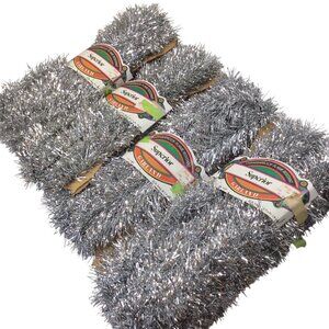 Vtg Silver Christmas Tree Garland 4 Ply Superior 3" x 25' Lot of 4 100 Ft Total
